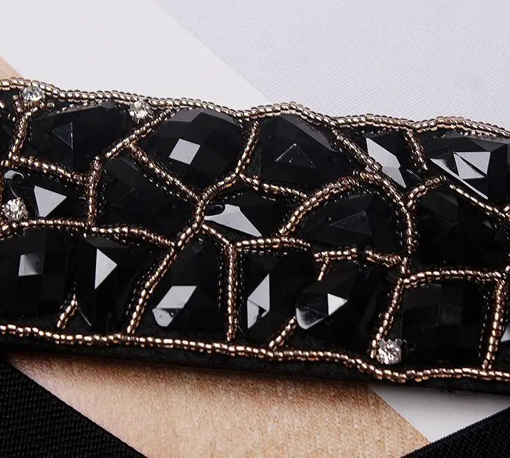 Women's runway fashion diamonds beaded elastic Cummerbunds female Dress Corsets Waistband Belts decoration wide belt R1654