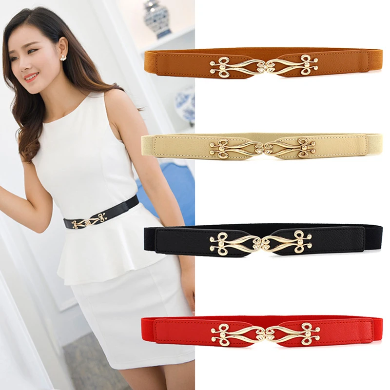 Fashion Elastic Waistband Elegant Cummerbund Women Dress Buckle Belt Strap Waist