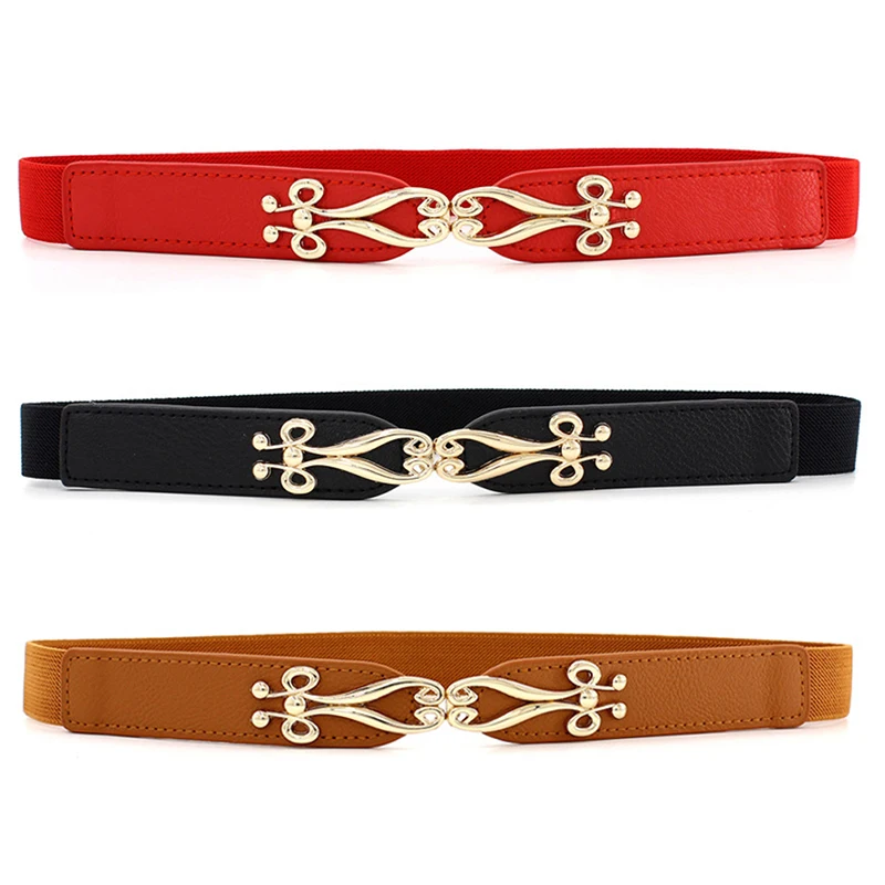 Fashion Elastic Waistband Elegant Cummerbund Women Dress Buckle Belt Strap Waist