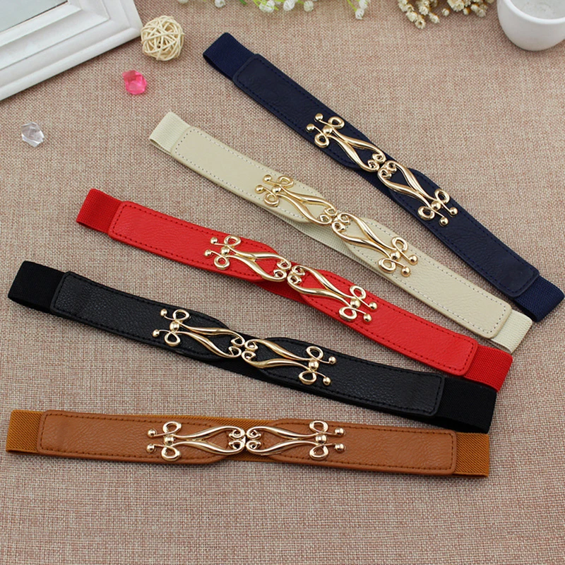Fashion Elastic Waistband Elegant Cummerbund Women Dress Buckle Belt Strap Waist
