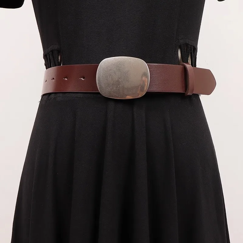 Women's Runway Fashion Genuine Leather Cummerbunds Female Dress Corsets Waistband Belts Decoration Wide Belt R1085