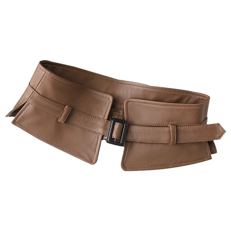 100% Genuine Leather Waistband for Women Versatile Slim-Fitting Dress Girdle Sweater Decoration suede belt