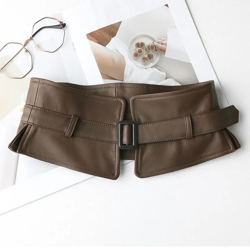 100% Genuine Leather Waistband for Women Versatile Slim-Fitting Dress Girdle Sweater Decoration suede belt