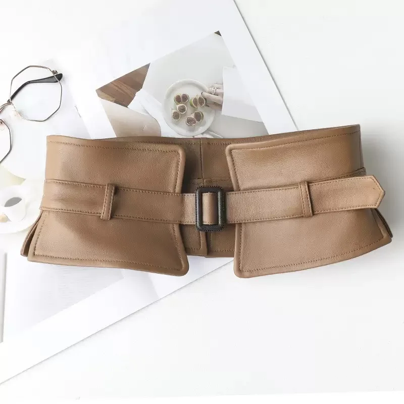 100% Genuine Leather Waistband for Women Versatile Slim-Fitting Dress Girdle Sweater Decoration suede belt