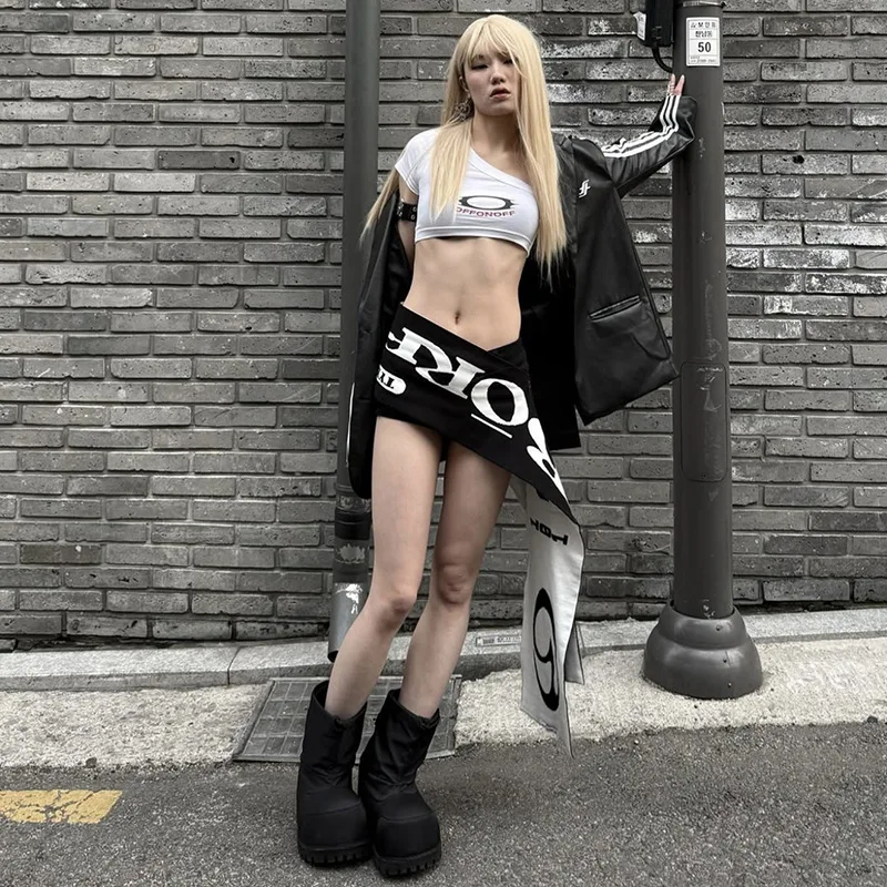 PixieKiki Letter Print Black Belts for Woman Harajuku Streetwear Y2k Scene 2000s Emo Accessory for Clothes P94-BB15