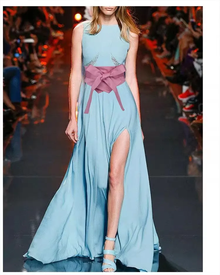Women's Runway Fashion Big Bow Cummerbunds Female Dress Corsets Waistband Belts Decoration Wide Belt R1587