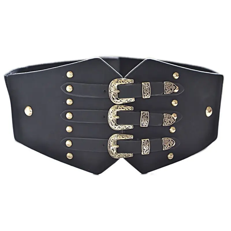 Japanese Harajuku Gothic Punk Wide Waistband Hardcore Girl Retro Pattern Versatile Studded Lacing