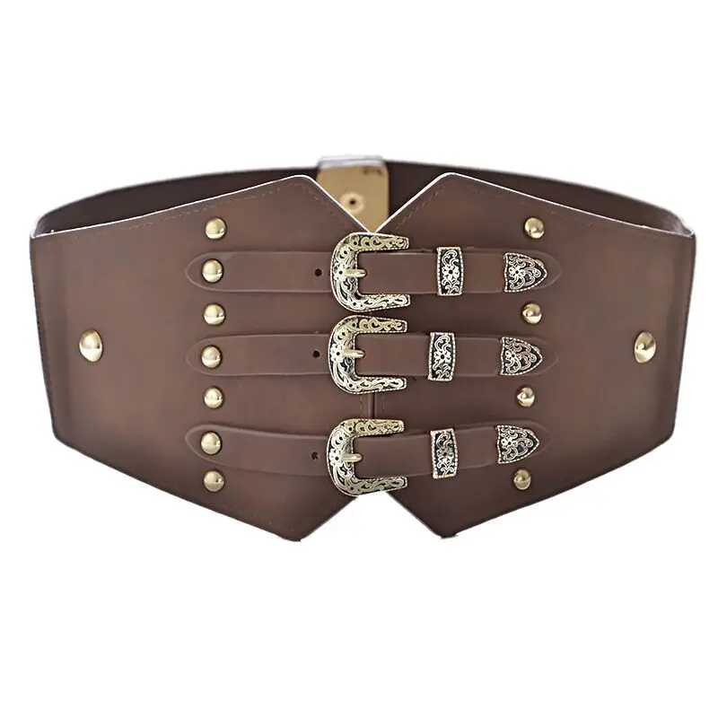 Japanese Harajuku Gothic Punk Wide Waistband Hardcore Girl Retro Pattern Versatile Studded Lacing