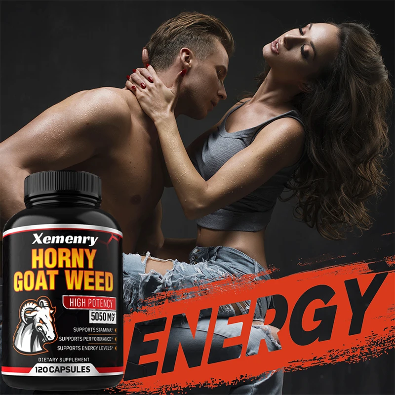 Men's Horny Goat Weed Capsules 5050 mg Formula Contains Black Pepper Extract