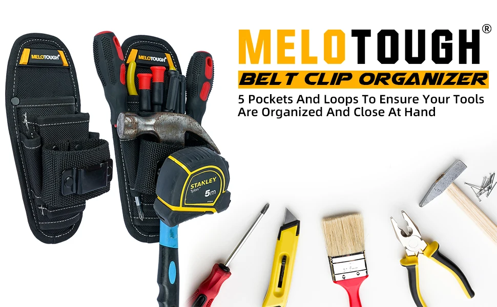 Small Tool Pouch with Belt Clip,Small Tool Holder Pouch, Min Work Organizer Tool Holster and Knife Holder with Hammer Holder