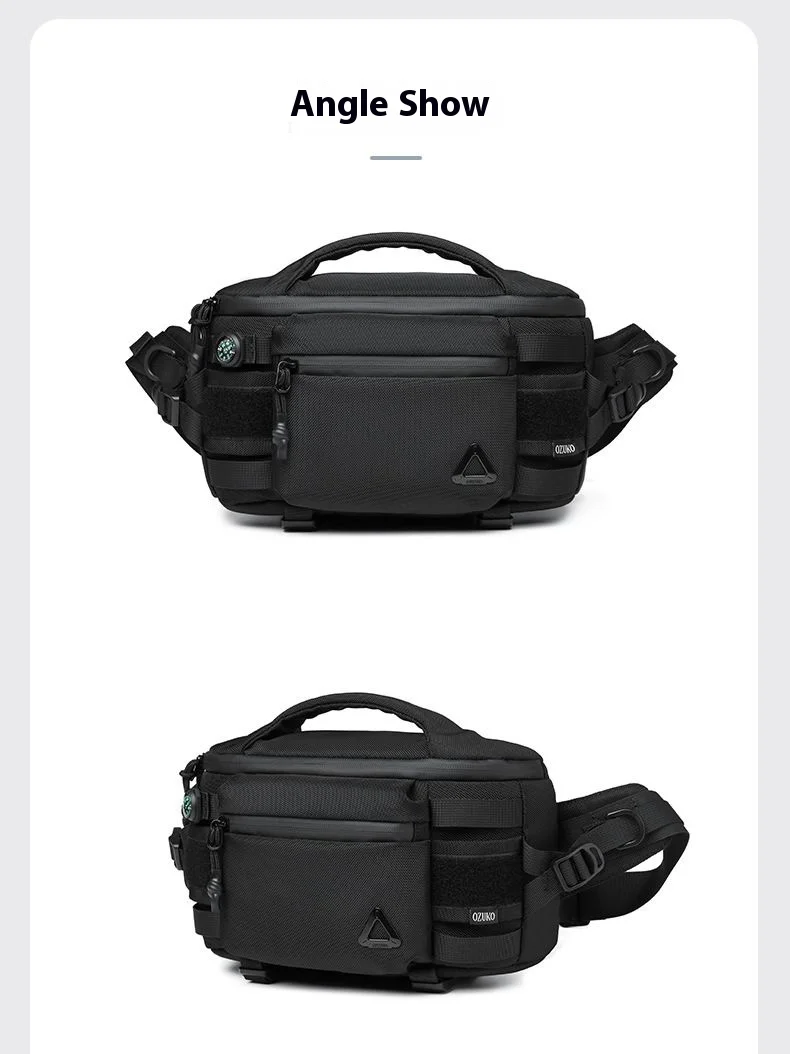 OZUKO Men's Waist Pack Outdoor Multi-functional Tactical Sports Waterproof Men's Senior Chest Bag Crossbody Bag