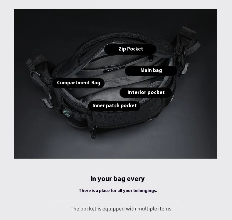 OZUKO Men's Waist Pack Outdoor Multi-functional Tactical Sports Waterproof Men's Senior Chest Bag Crossbody Bag