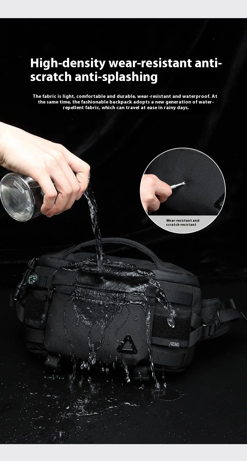OZUKO Men's Waist Pack Outdoor Multi-functional Tactical Sports Waterproof Men's Senior Chest Bag Crossbody Bag