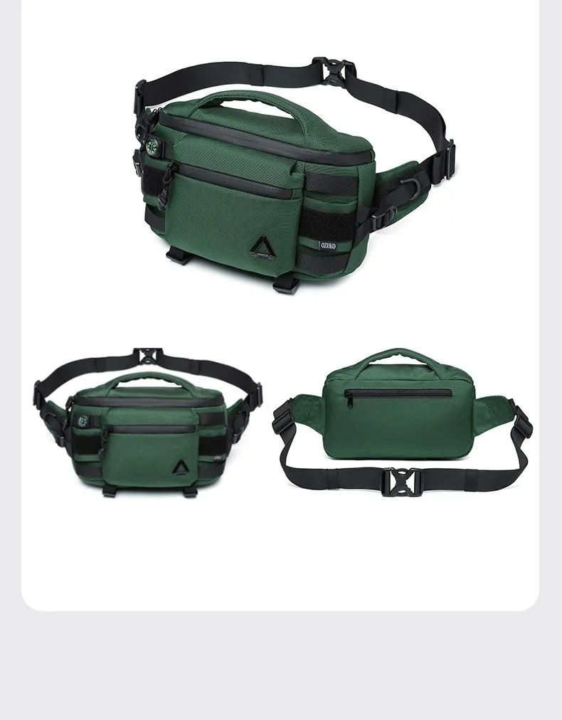 OZUKO Men's Waist Pack Outdoor Multi-functional Tactical Sports Waterproof Men's Senior Chest Bag Crossbody Bag