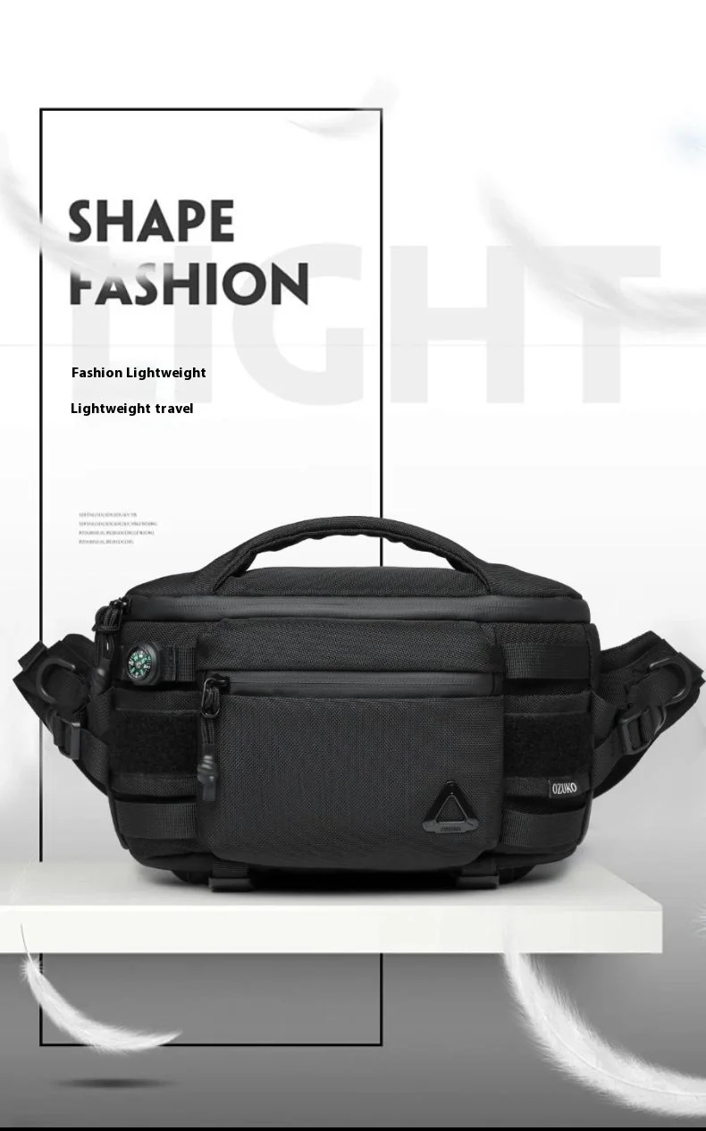 OZUKO Men's Waist Pack Outdoor Multi-functional Tactical Sports Waterproof Men's Senior Chest Bag Crossbody Bag