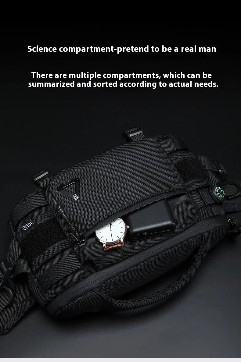 OZUKO Men's Waist Pack Outdoor Multi-functional Tactical Sports Waterproof Men's Senior Chest Bag Crossbody Bag