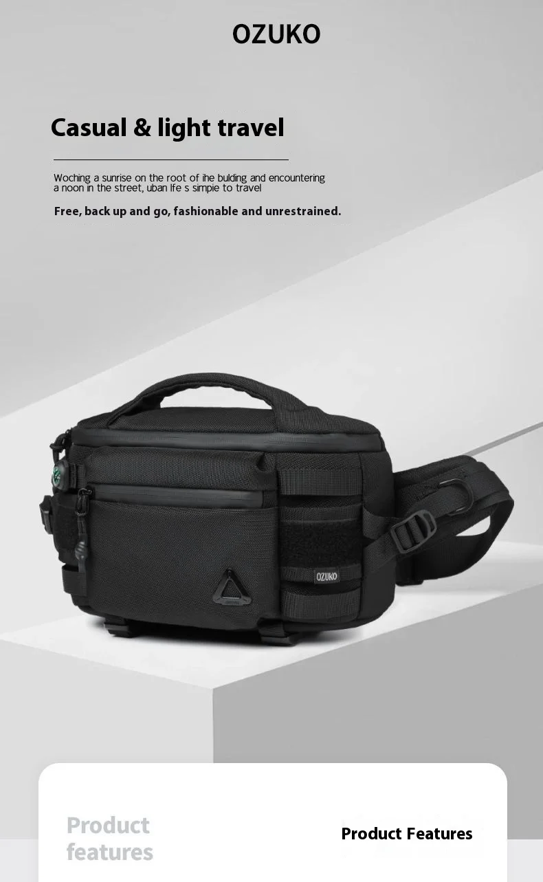 OZUKO Men's Waist Pack Outdoor Multi-functional Tactical Sports Waterproof Men's Senior Chest Bag Crossbody Bag