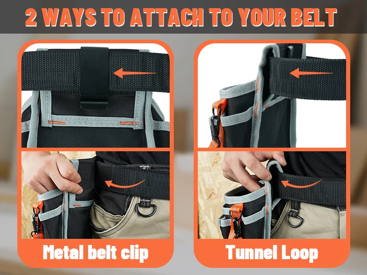 Electrician's Small Tool Pouch for Tool Belt Tool Pouch Tool Holster with Multiple Pockets, Construction Pouch Tool Organizer