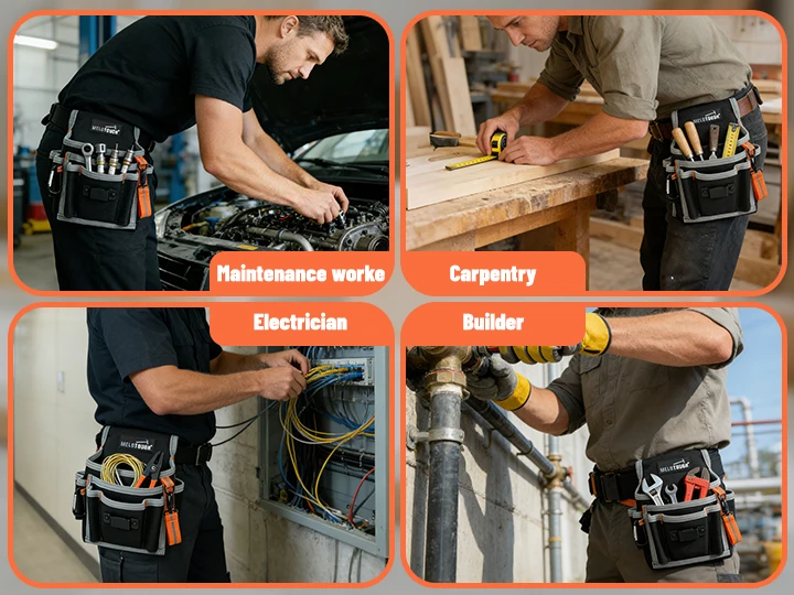 Electrician's Small Tool Pouch for Tool Belt Tool Pouch Tool Holster with Multiple Pockets, Construction Pouch Tool Organizer