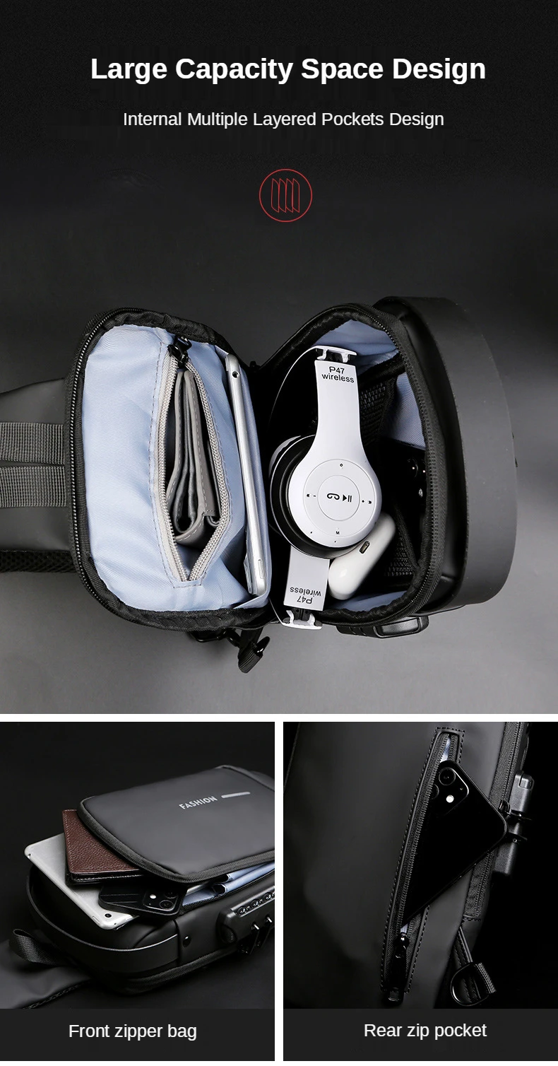 New Brand Designer Men Crossbody Bag PU Leather Classic Anti-Theft Shoulder Bag Chest Bag Multifunctional for Men