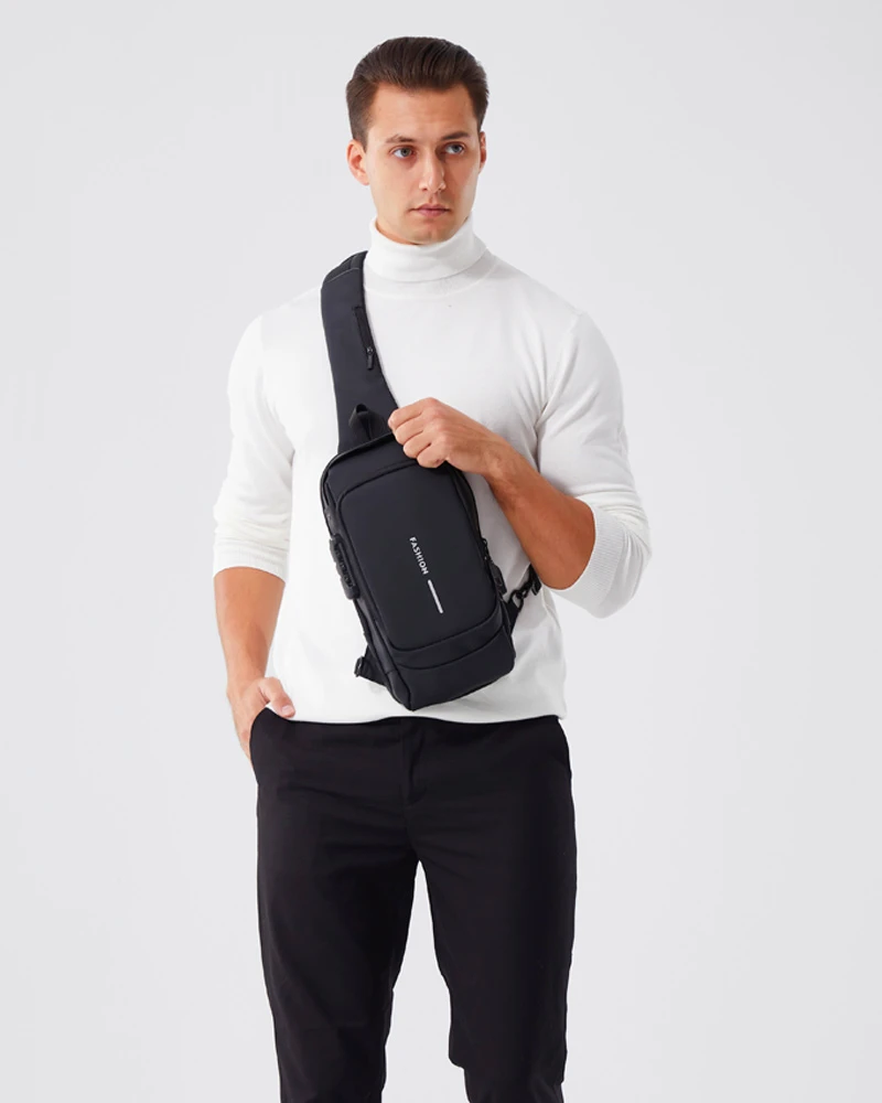 New Brand Designer Men Crossbody Bag PU Leather Classic Anti-Theft Shoulder Bag Chest Bag Multifunctional for Men