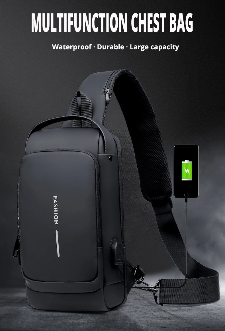 New Brand Designer Men Crossbody Bag PU Leather Classic Anti-Theft Shoulder Bag Chest Bag Multifunctional for Men