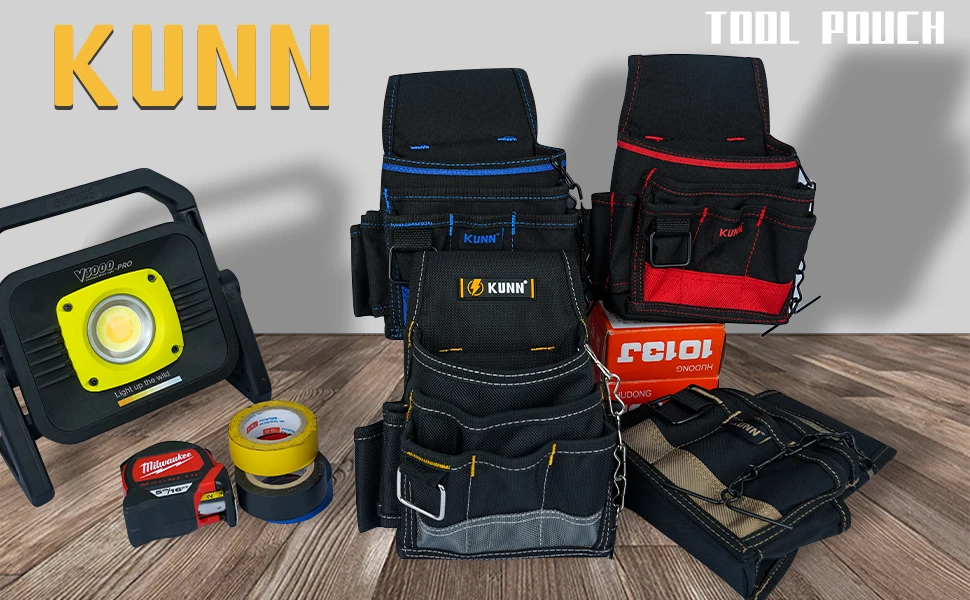 KUNN Electrician Tool Pouch,1680D Durable Tool Pouches with Belt Clip,Professional Electrician Pouch for Maintenance Tradesman