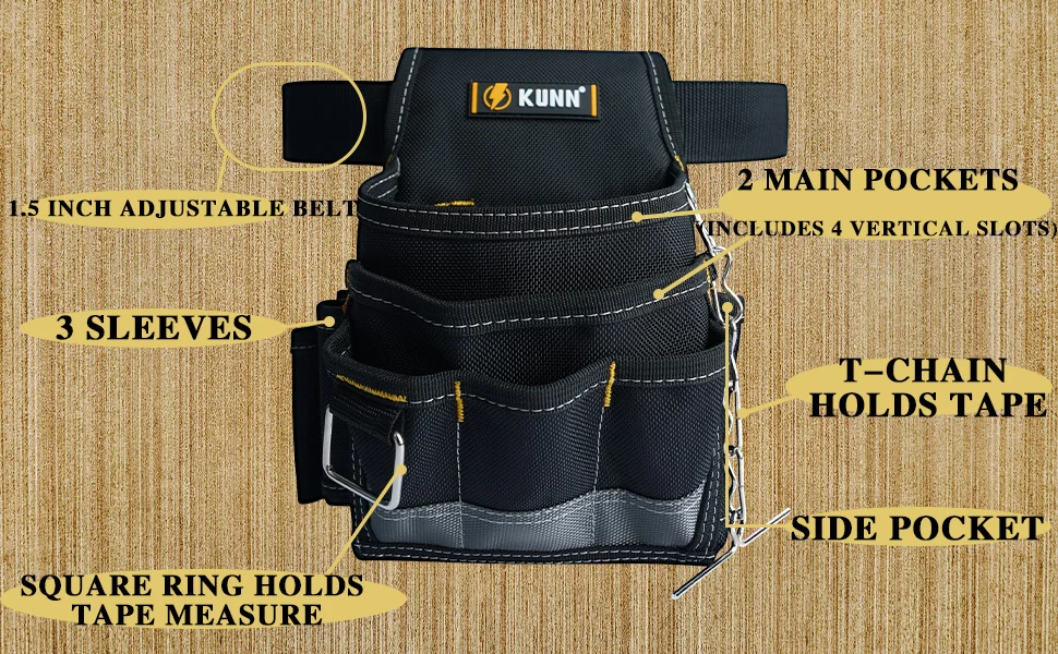 KUNN Electrician Tool Pouch,1680D Durable Tool Pouches with Belt Clip,Professional Electrician Pouch for Maintenance Tradesman