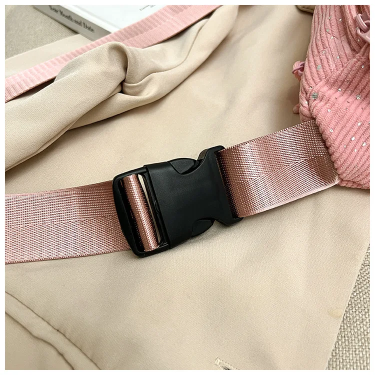 New Trendy and Minimalist Sports Casual Wind Lamp Core Velvet Waist Bag Solid Color Large Capacity Shoulder Bag Chest Bag