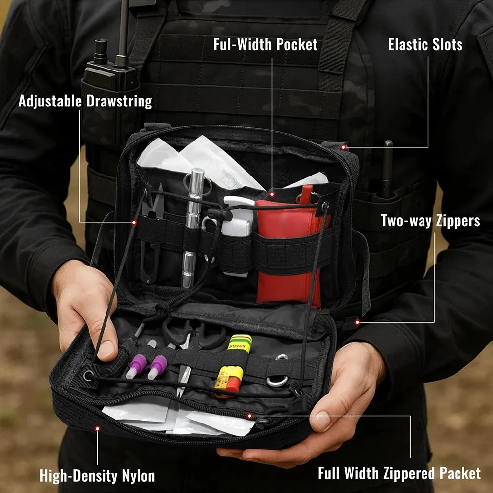 Tactical MOLLE Multi-Function Management Bag EDC Medical Kit Attachment Small Gear Tool Organizer for Hiking, Hunting, Fishing a