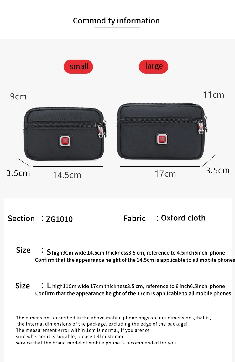 JANGEAR Crossbody Money Belt Waist Bag Horizontal Phone Pouch Large Fanny Pack Bum Hip Belt Bag For Phone Holder 4.7/6.5 INCH