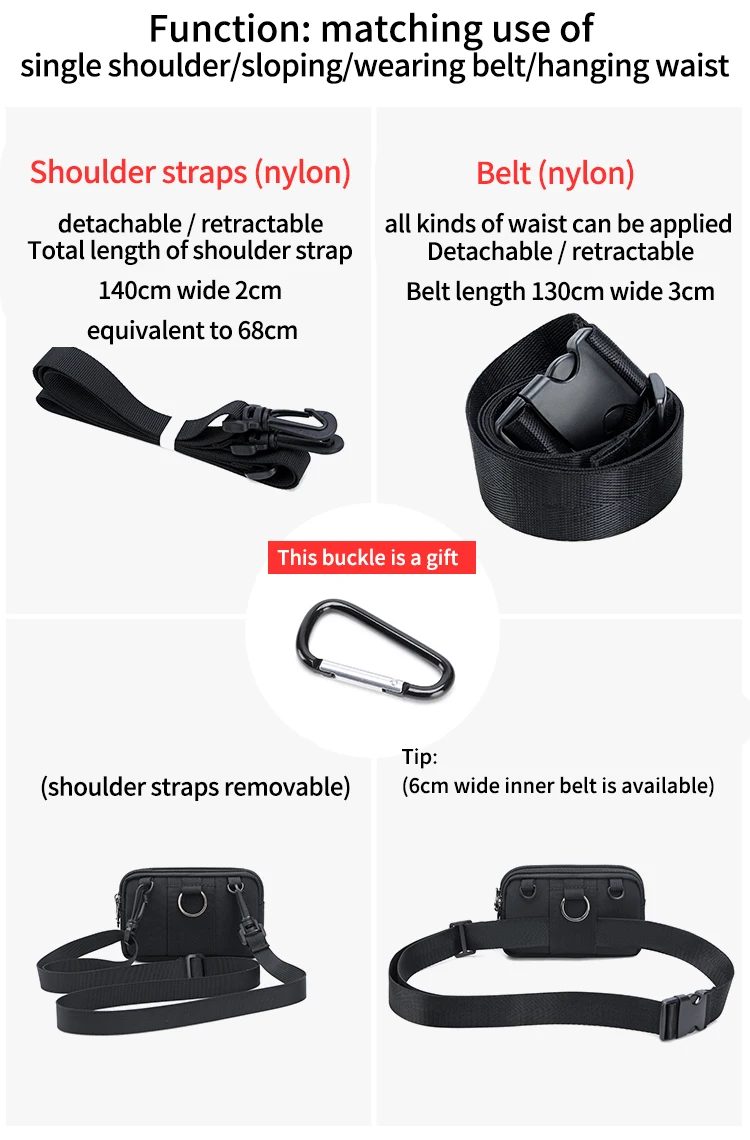 JANGEAR Crossbody Money Belt Waist Bag Horizontal Phone Pouch Large Fanny Pack Bum Hip Belt Bag For Phone Holder 4.7/6.5 INCH
