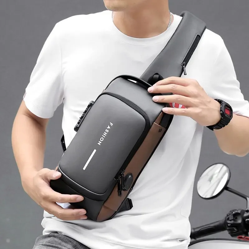 Men Multifunction Anti Theft USB Shoulder Bag Man Crossbody Cross Body Travel Sling Chest Bags Pack Messenger Pack