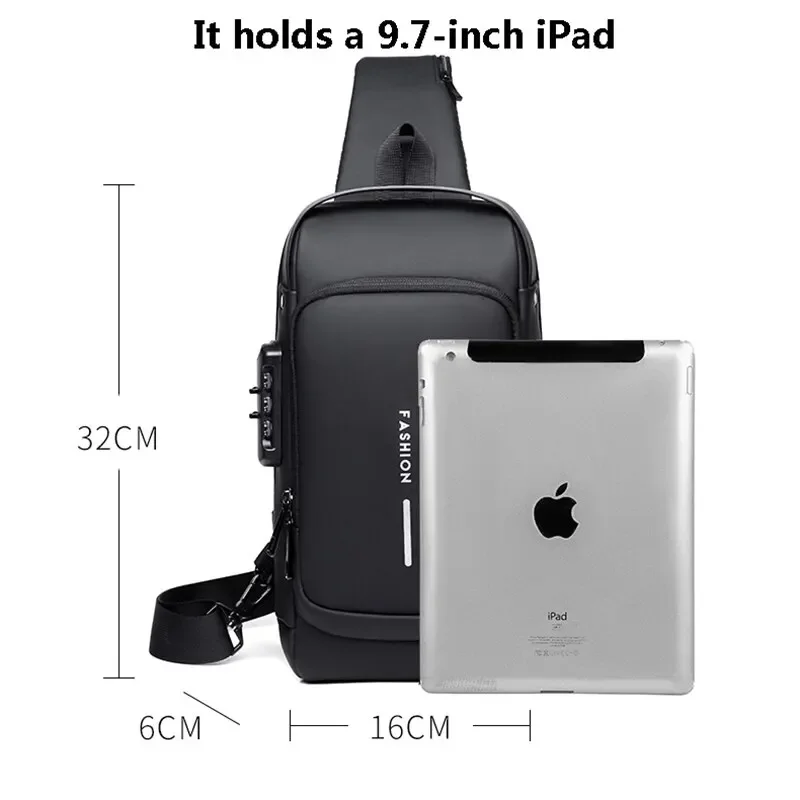Men Multifunction Anti Theft USB Shoulder Bag Man Crossbody Cross Body Travel Sling Chest Bags Pack Messenger Pack