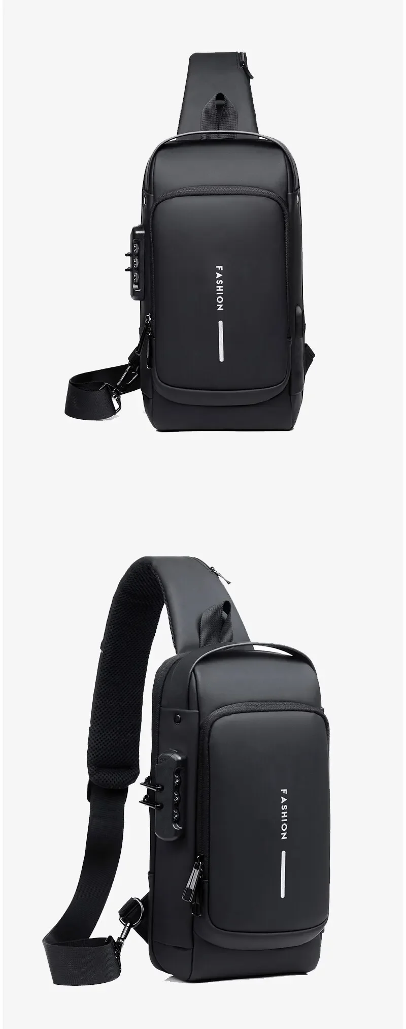 Men Multifunction Anti Theft USB Shoulder Bag Man Crossbody Cross Body Travel Sling Chest Bags Pack Messenger Pack