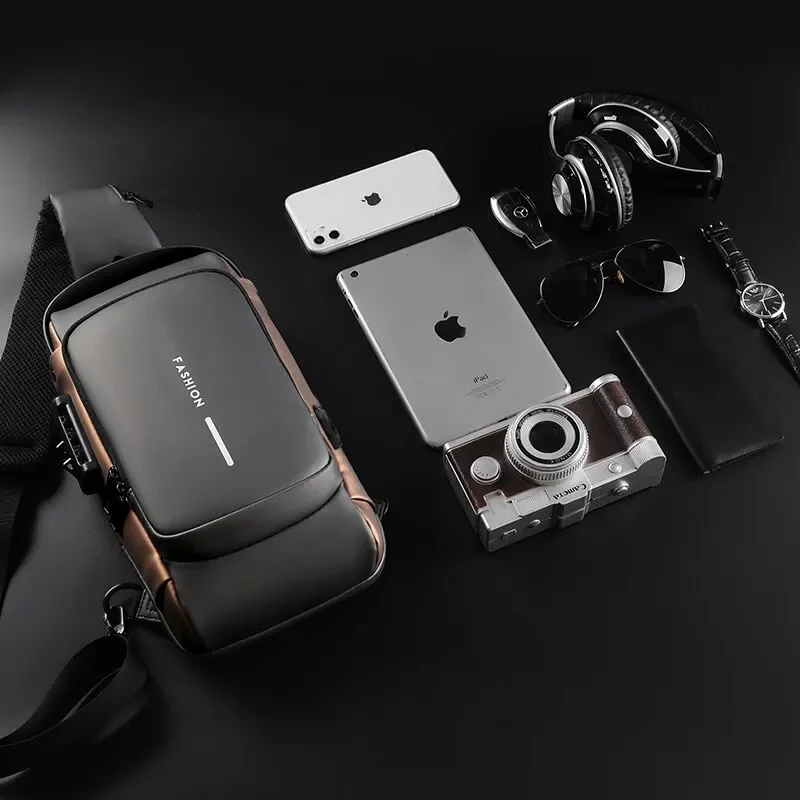 Men Multifunction Anti Theft USB Shoulder Bag Man Crossbody Cross Body Travel Sling Chest Bags Pack Messenger Pack