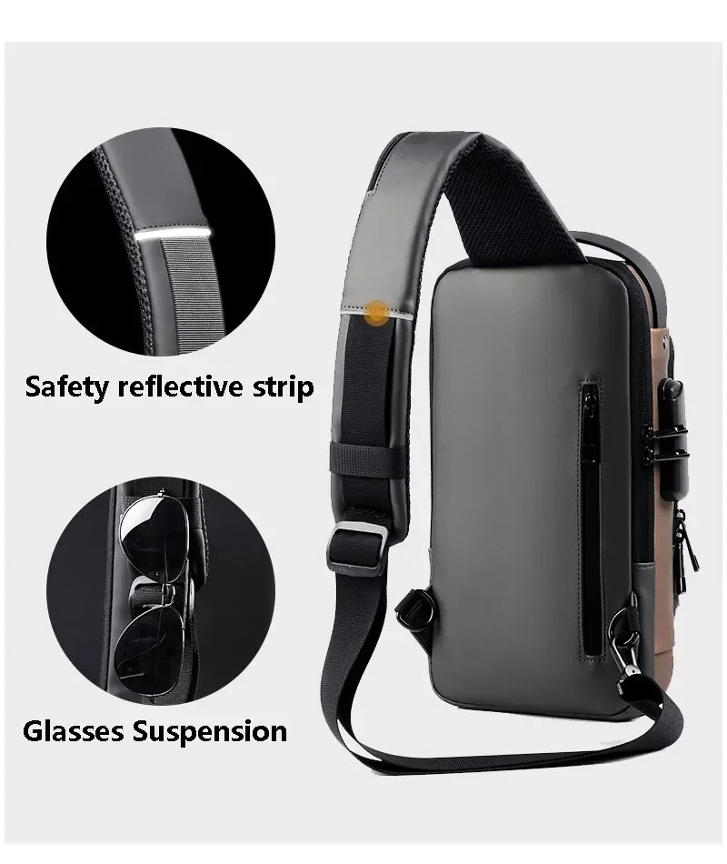 Men Multifunction Anti Theft USB Shoulder Bag Man Crossbody Cross Body Travel Sling Chest Bags Pack Messenger Pack