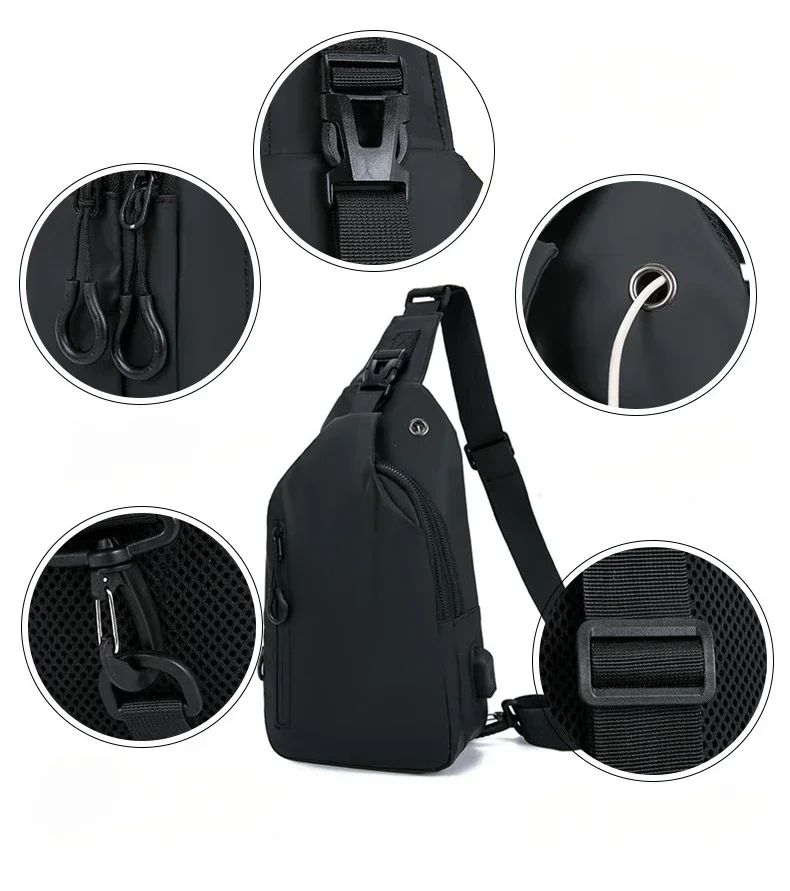Men Multifunction Anti Theft USB Shoulder Bag Man Crossbody Cross Body Travel Sling Chest Bags Pack Messenger Pack