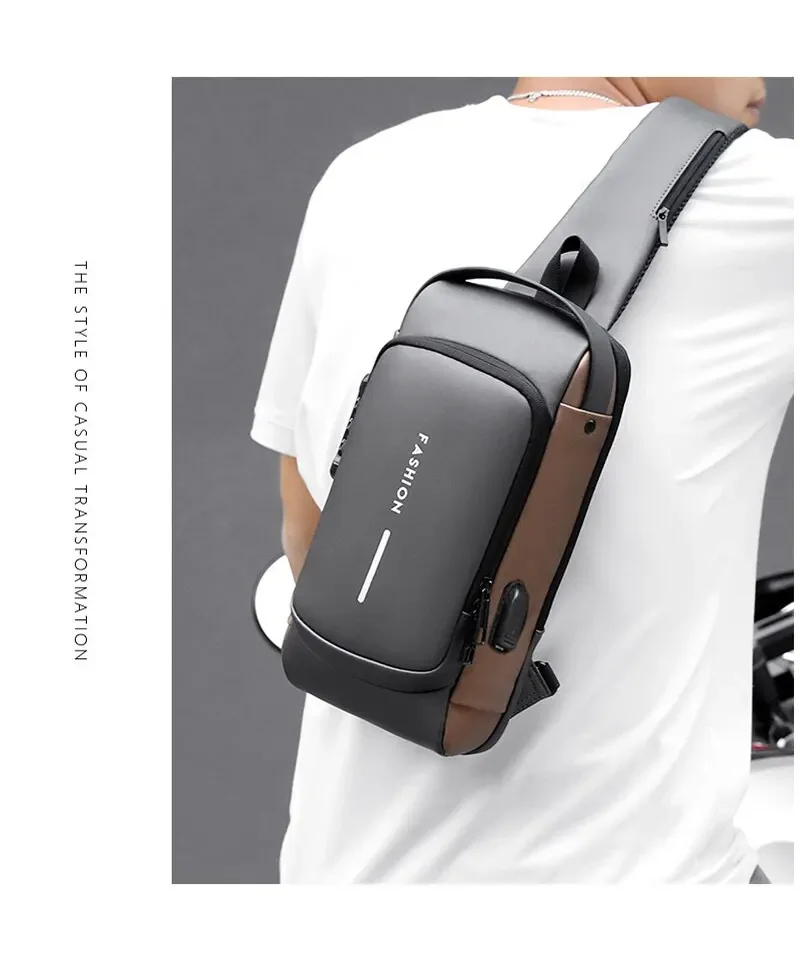 Men Multifunction Anti Theft USB Shoulder Bag Man Crossbody Cross Body Travel Sling Chest Bags Pack Messenger Pack