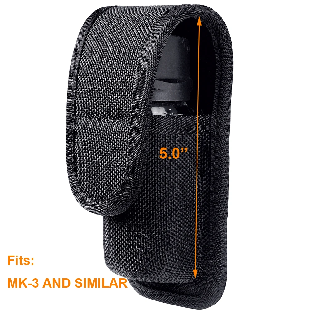 Molded OC/Mace Spray Pouch, Top Flap Pepper Spray Holster for MK3 OC/Mace Pepper Spray Black Pouch Hidden Snap