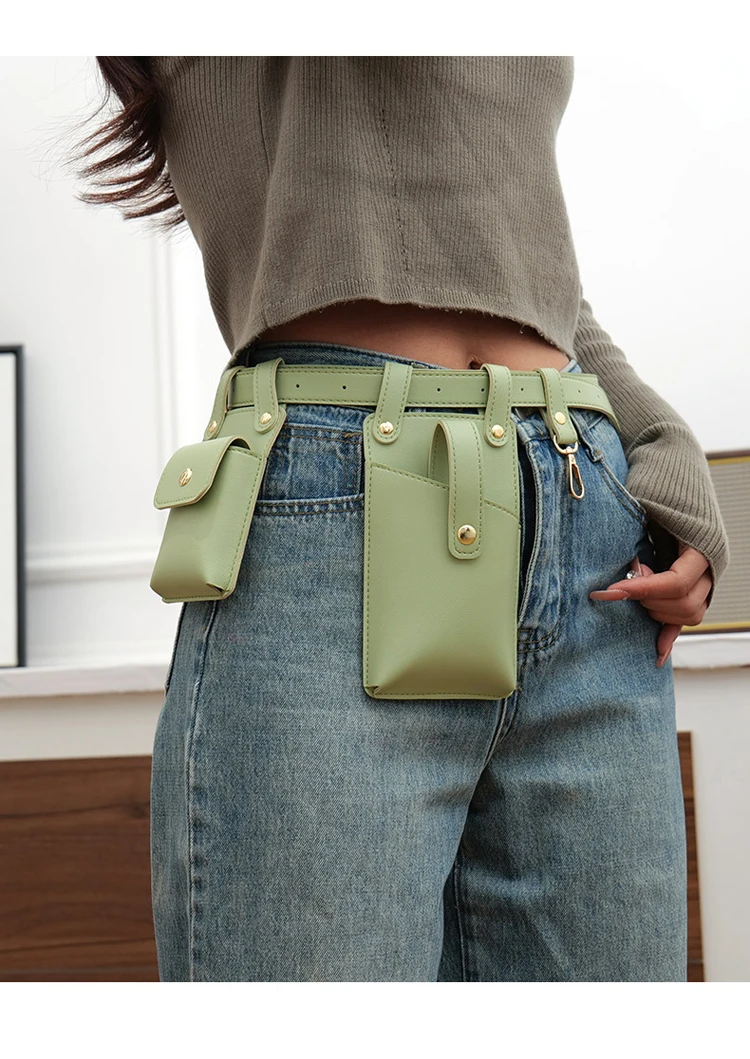 Luxury Designer Men Belt Bags Women Phone Bag High Quality Soft PU Leather Unisex Fanny Bag Waist Pack Men Bag With Key Buckle