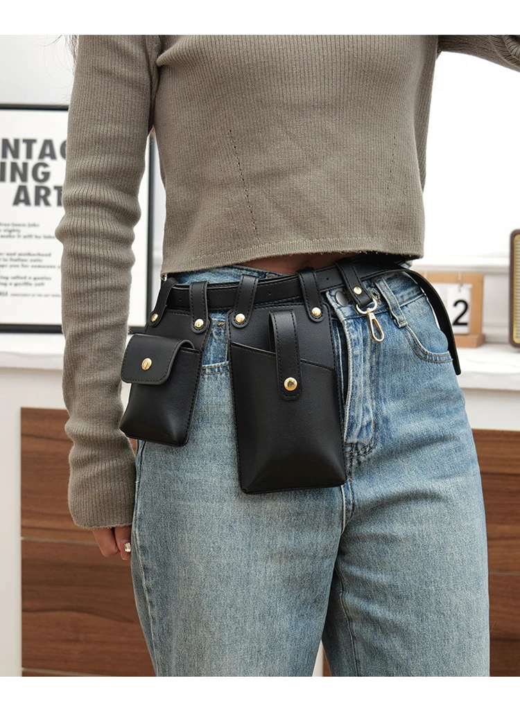 Luxury Designer Men Belt Bags Women Phone Bag High Quality Soft PU Leather Unisex Fanny Bag Waist Pack Men Bag With Key Buckle