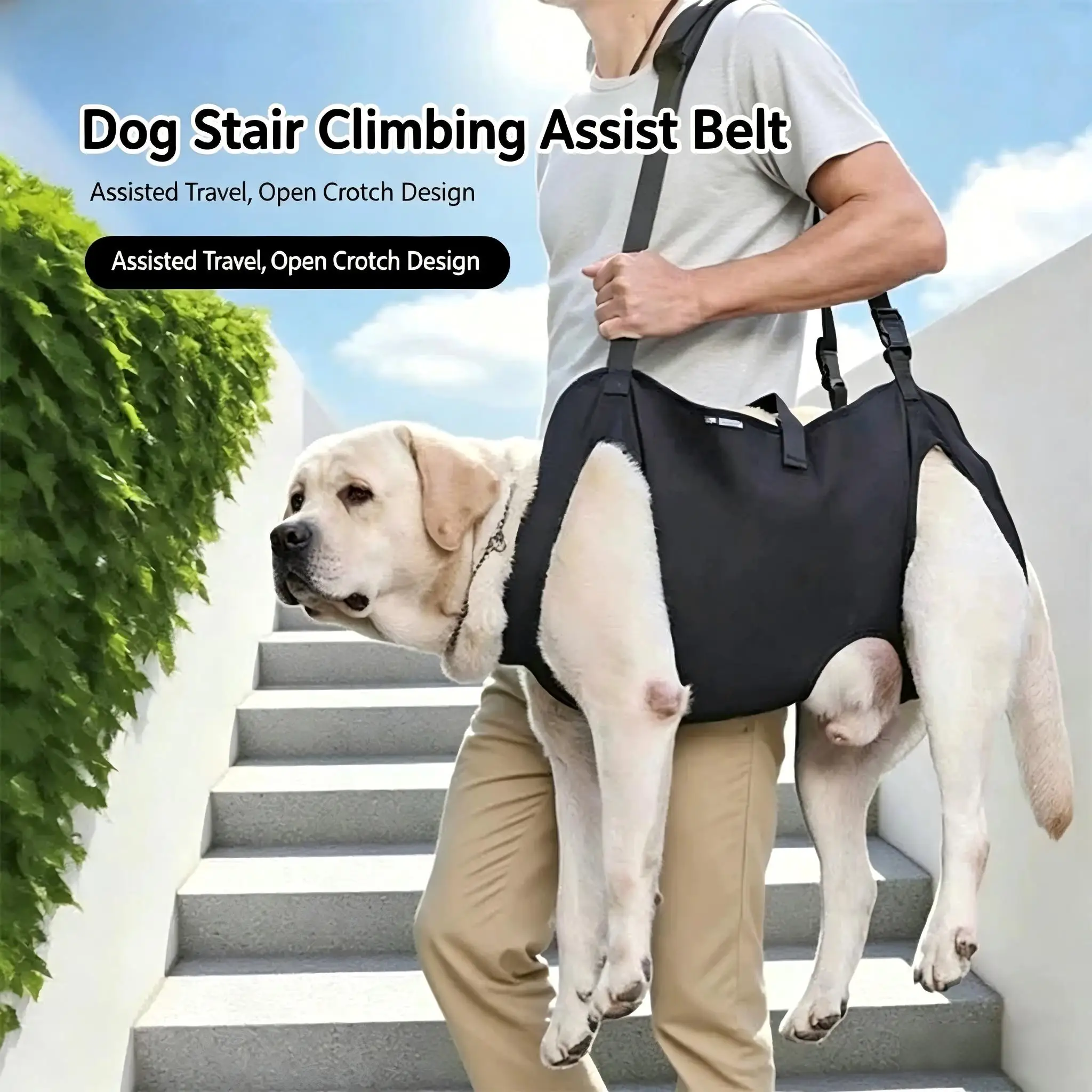 Dog Stair Assistance Leash, Elderly Dog Support Sling, Adjustable Pet Lift Vest, Large Dog Stair Climbing Aid Harness