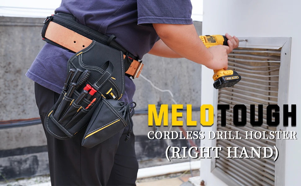 MELOTOUGH Drill Holster Impact Driver Holster Tool Bags Tool pouch With Bit Pouch Heavy Duty Impact Holster for Tool Belt