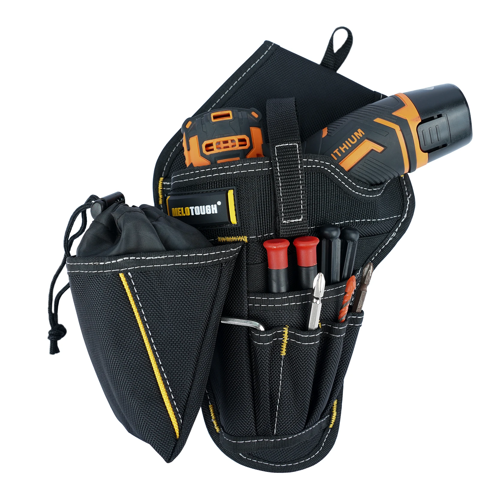 MELOTOUGH Drill Holster Impact Driver Holster Tool Bags Tool pouch With Bit Pouch Heavy Duty Impact Holster for Tool Belt