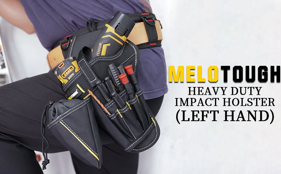 MELOTOUGH Drill Holster Impact Driver Holster Tool Bags Tool pouch With Bit Pouch Heavy Duty Impact Holster for Tool Belt