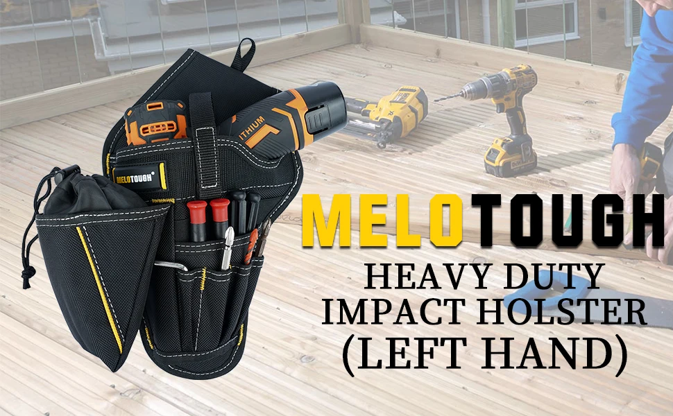 MELOTOUGH Drill Holster Impact Driver Holster Tool Bags Tool pouch With Bit Pouch Heavy Duty Impact Holster for Tool Belt