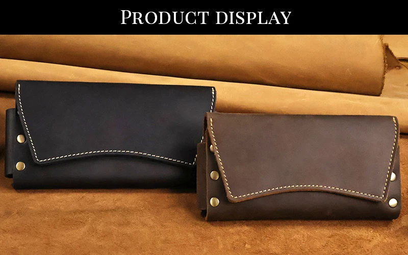 RIYAO Genuine Leather Waist Pack Vintage Dual Layer Phone Bag Pouch fanny pack For Men's Phone Holster Belt Bag Wallet Case Man
