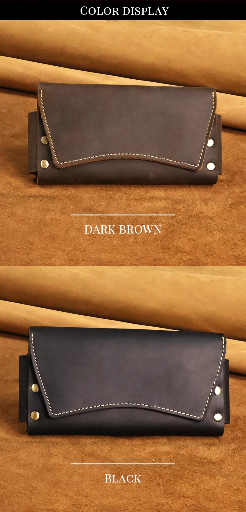 RIYAO Genuine Leather Waist Pack Vintage Dual Layer Phone Bag Pouch fanny pack For Men's Phone Holster Belt Bag Wallet Case Man
