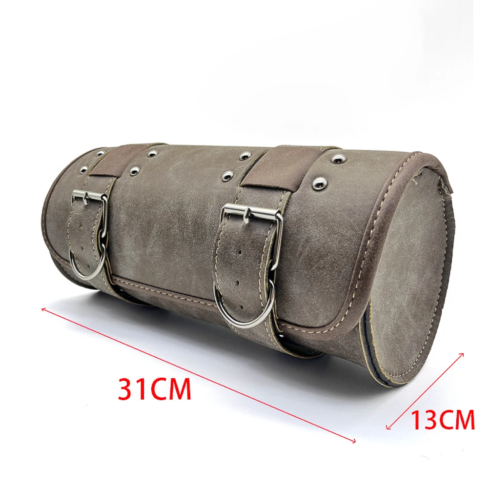Motorcycle Saddlebag Leather Too PouchesStorage Suitable for Front Fork&Handlebar, RoadTrip Essential, Daily Commute